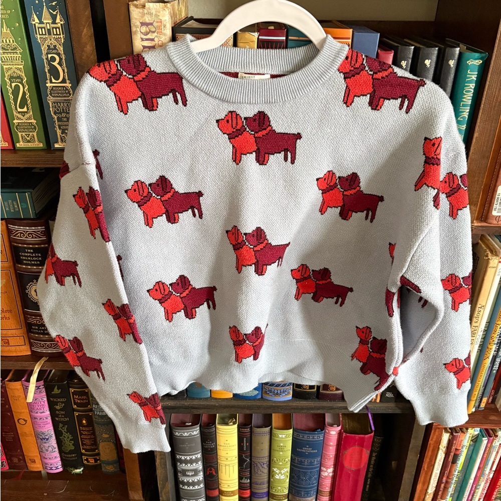 Playful Dog Pattern Crewneck Sweater